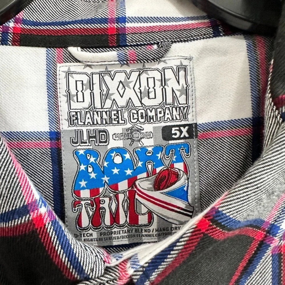 Dixxon/JLHD HD Colab Boat Tail Flannel Men's‎ 5XL Red White Blue Black Plaid - Picture 3 of 7